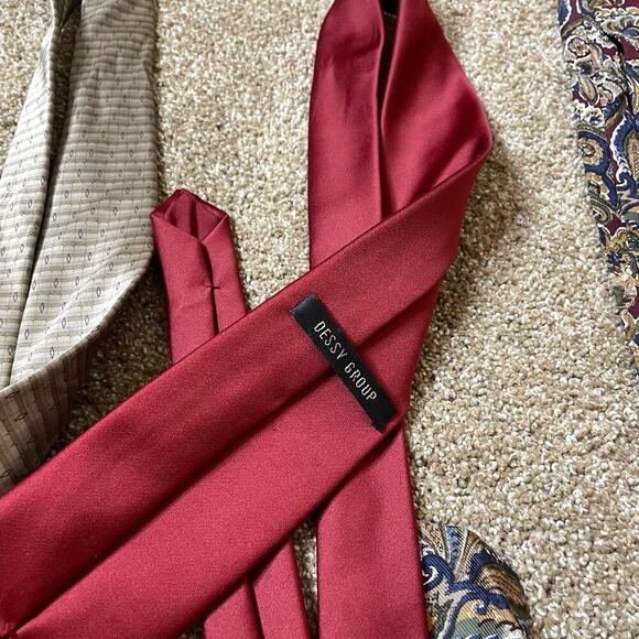 Hickey Freeman Tie and other brands lot of 4 various brands wine/purple/khaki - Picture 6 of 6